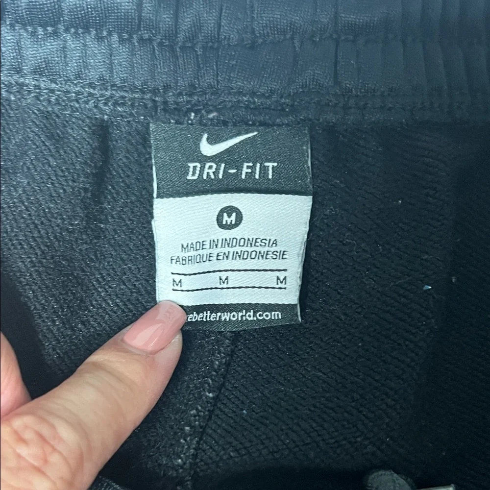 Nike Dri-FIT Black Athletic joggers with white Logo - Size M